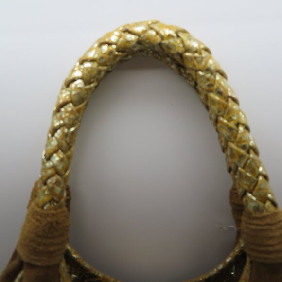 Women Handheld Brown Suede Leather Purse Fatto a Mano by Carlos Falchi Small Bag - Picture 4 of 16